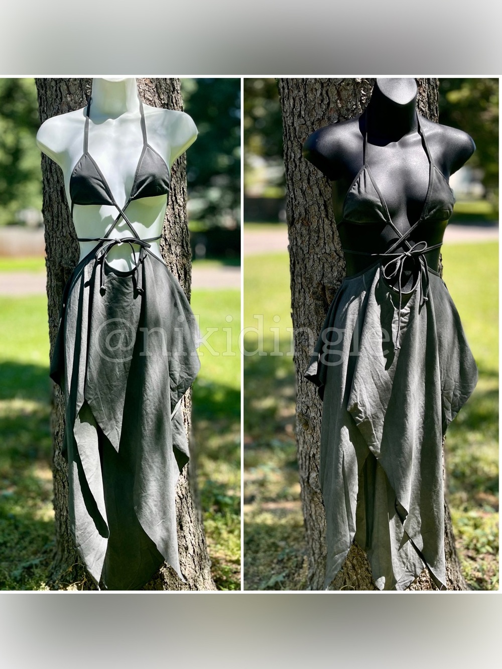 NEW without tags Dolls Kill Darker Wavs Echo Fairy Wrap Dress Distressed XS - Picture 3 of 8